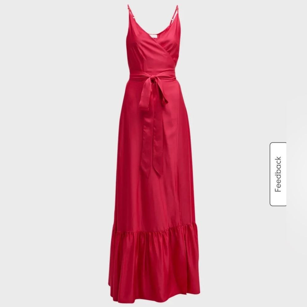 •LACE The Label wrap maxi dress, adjustable straps, waist self-tie, ruffle hem.